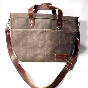 Portland Leather Canvas Leather Handle Crossbody Bag Tote